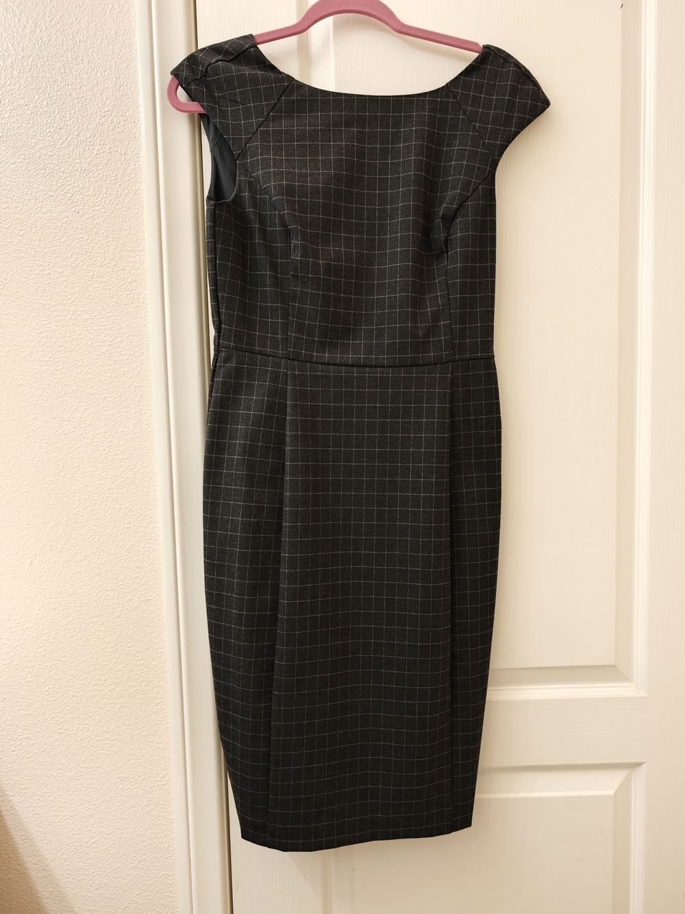 Banana Republic Black Windowpane Midi Sheath Dress
